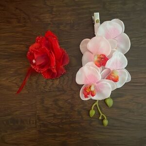 Lots of 2 floral hair clip ins